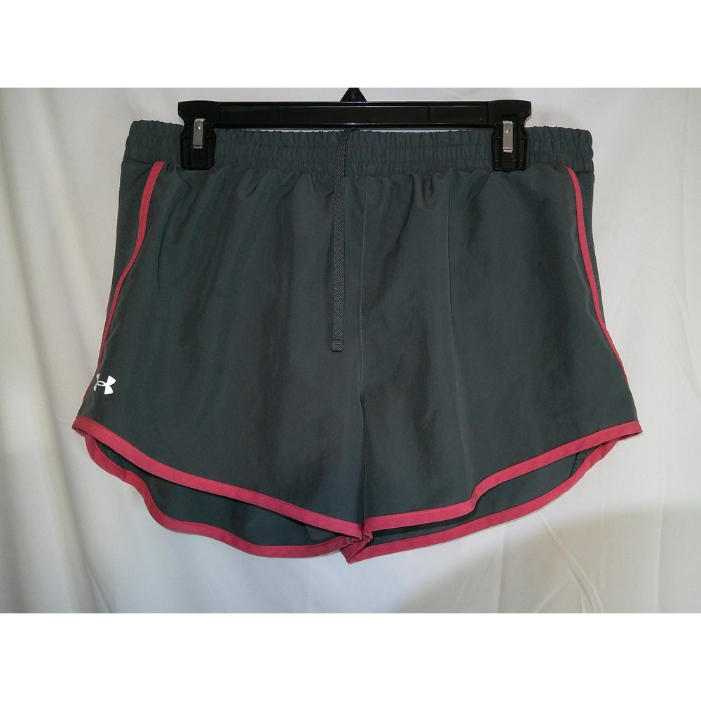 Under Armour Running Shorts Athletic Gym Workout Lightweight‎ Gray Pink LG